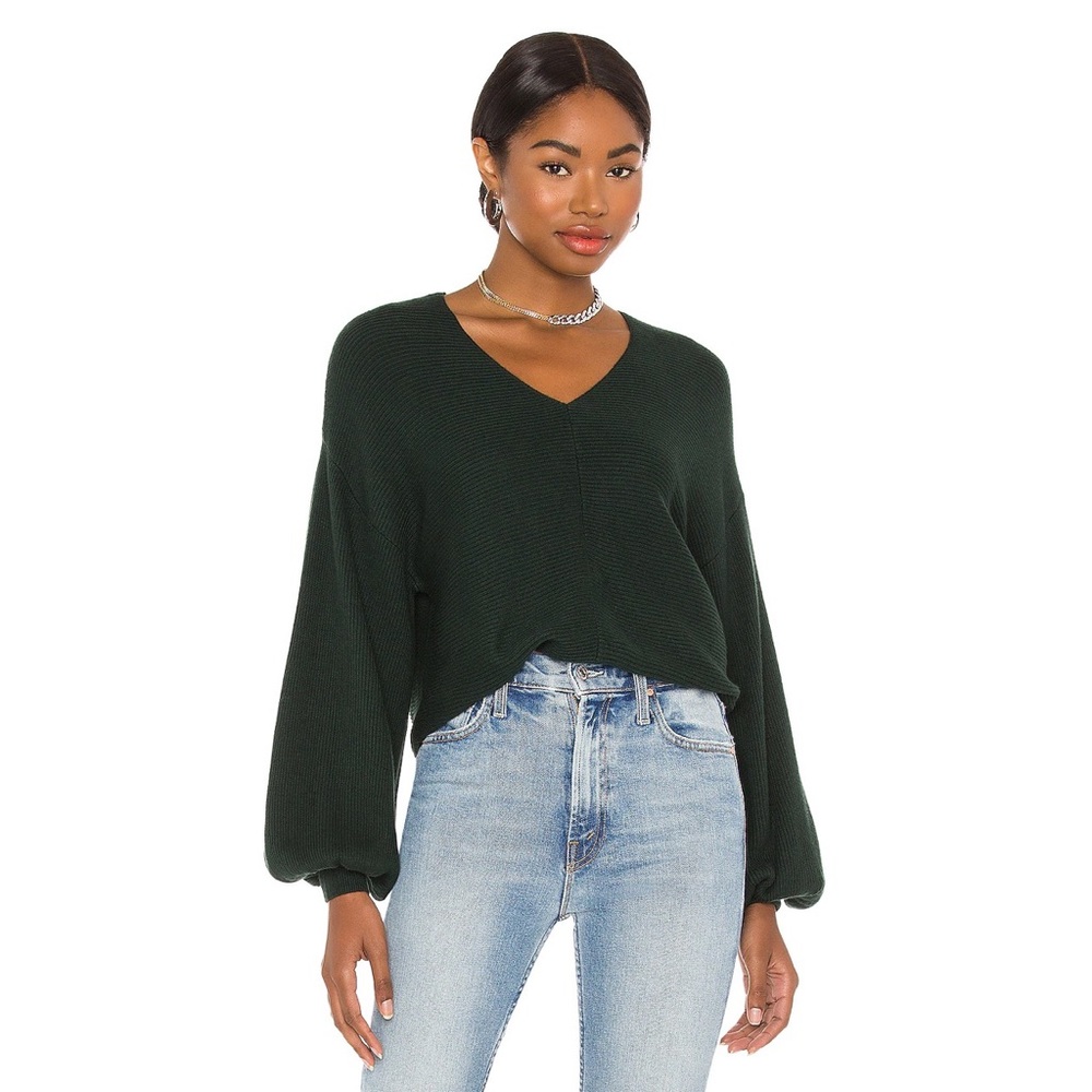 1. State Balloon Sleeve Sweater Deep Forest-Medium